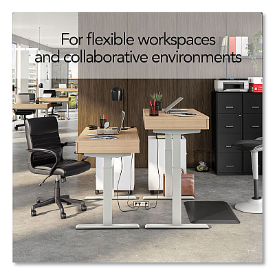 Union & Scale Essentials Deluxe Electric Sit-Stand 2-Column Workstation, 2 Desk Drawers, 47.2" x 23.6" x 29.7 to" 46.3", Natural/Light Gray (UOS60416CC)