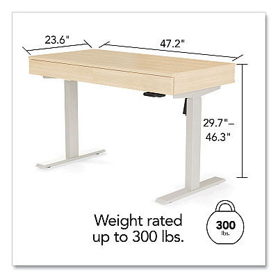 Union & Scale Essentials Deluxe Electric Sit-Stand 2-Column Workstation, 2 Desk Drawers, 47.2" x 23.6" x 29.7 to" 46.3", Natural/Light Gray (UOS60416CC)