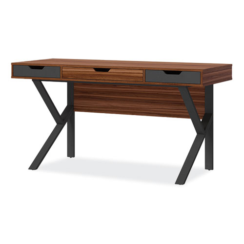 Whalen Stirling Table Desk, 59.75" x 23.75" x 31", Natural Walnut/Charcoal Gray (ST60D)
