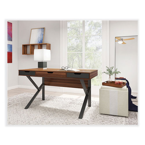 Whalen Stirling Table Desk, 59.75" x 23.75" x 31", Natural Walnut/Charcoal Gray (ST60D)