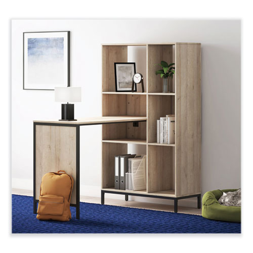 Whalen Turing Home Office Workstation with Integrated Bookcase and Power Center, 48.3" x 31.75" x 55.25", Desert Ash/Black (TU48CD)