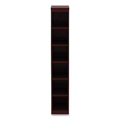 Alera Valencia Series Narrow Profile Bookcase, Six-Shelf, 11.81w x 11.81d x 71.73h, Mahogany (ALEVA67212MY)