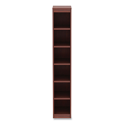 Alera Valencia Series Narrow Profile Bookcase, Six-Shelf, 11.81w x 11.81d x 71.73h, Medium Cherry (ALEVA67212MC)