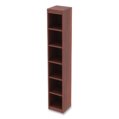 Alera Valencia Series Narrow Profile Bookcase, Six-Shelf, 11.81w x 11.81d x 71.73h, Medium Cherry (ALEVA67212MC)