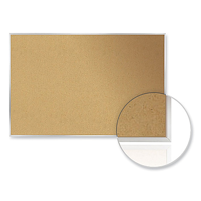 Ghent Aluminum-Frame Natural Corkboard, 24 x 18, Tan Surface, Satin Aluminum Frame (GHE13181)
