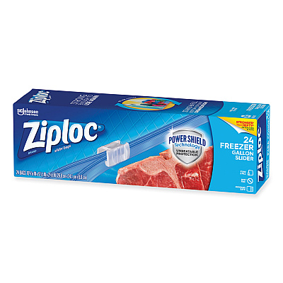 Ziploc Slider Freezer Bags, 1 gal, 9.5" x 2.63" x 10.56", Clear, 24/Box (SJN316485)