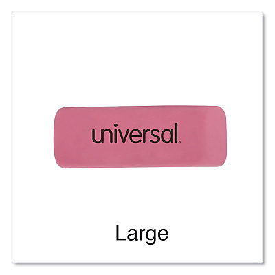 Universal Bevel Block Erasers, For Pencil Marks, Slanted-Edge Rectangular Block, Large, Pink, 20/Pack (UNV55120)