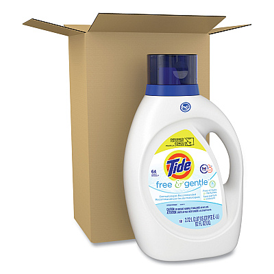 Tide Free and Gentle Liquid Laundry Detergent, Unscented, 92 oz Bottle (PGC48871)