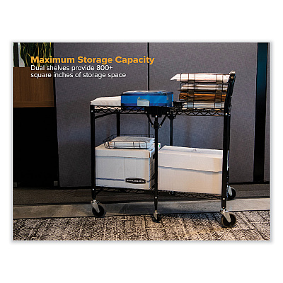 Bostitch Stowaway Folding Carts, Metal, 2 Shelves, 250 lb Capacity, 35" x 37.25" x 22", Black (BOSBSACLGBLK)