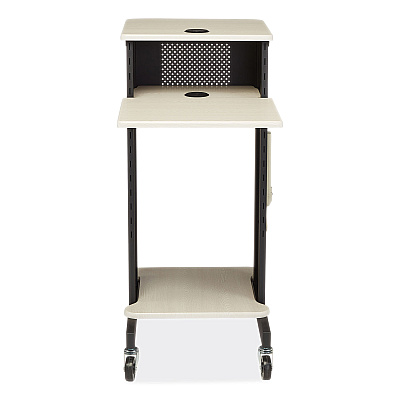 Oklahoma Sound Premium Presentation Cart, 4 Shelves, 18" x 30" x 40.5", Ivory/Black (NPSPRC200)