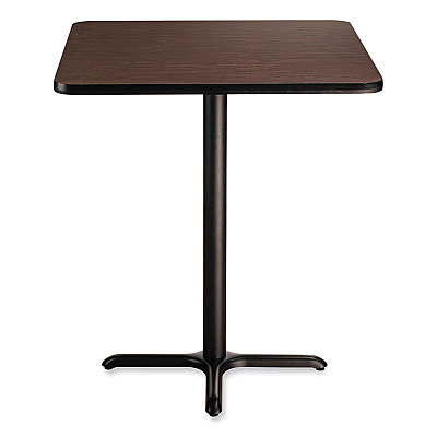 NPS Cafe Table, 36w x 36d x 42h, Square Top/X-Base, Mahogany Top, Black Base (NPSCT33636XB1MY)