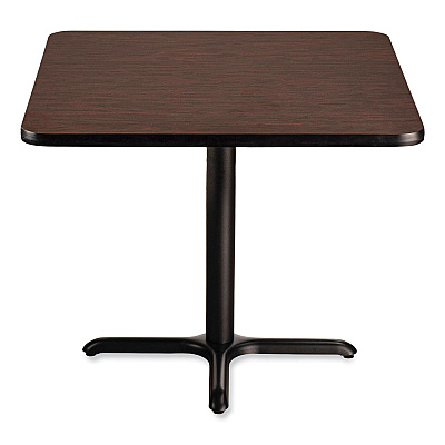 NPS Cafe Table, 36w x 36d x 30h, Square Top/X-Base, Mahogany Top, Black Base (NPSCT33636XD1MY)