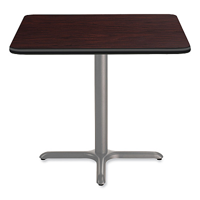 NPS Cafe Table, 36w x 36d x 30h, Square Top/X-Base, Mahogany Top, Gray Base (NPSCG33636XD1MY)