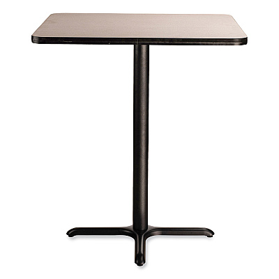 NPS Cafe Table, 36w x 36d x 30h, Square Top/X-Base, Gray Nebula Top, Black Base (NPSCT33636XD1GY)