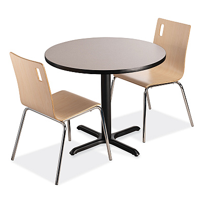 NPS Cafe Table, 36" Diameter x 30h, Round Top/X-Base, Gray Nebula, Black Base (NPSCT13636XD1GY)