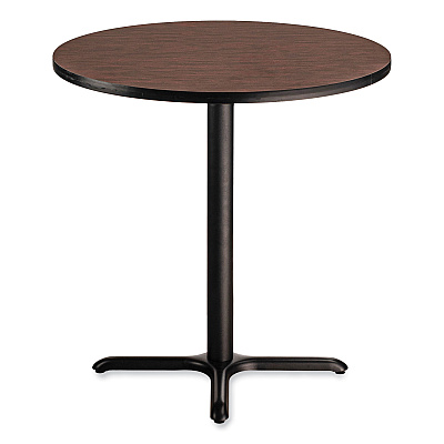 NPS Cafe Table, 36" Diameter x 36h, Round Top/X-Base, Mahogany Top, Black Base (NPSCT13636XC1MY)
