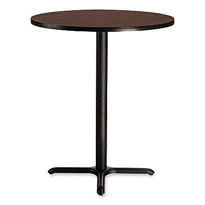 NPS Cafe Table, 36" Diameter x 42h, Round Top/X-Base, Mahogany Top, Black Base (NPSCT13636XB1MY)