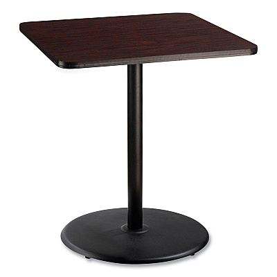NPS Cafe Table, 36w x 36d x 42h, Square Top/Round Base, Mahogany Top, Black Base (NPSCT33636RB1MY)