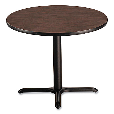NPS Cafe Table, 36" Diameter x 30h, Round Top/X-Base, Mahogany Top, Black Base (NPSCT13636XD1MY)