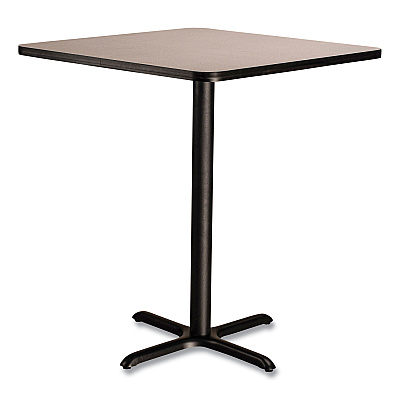 NPS Cafe Table, 36w x 36d x 42h, Square Top/X-Base, Gray Nebula Top, Black Base (NPSCT33636XB1GY)
