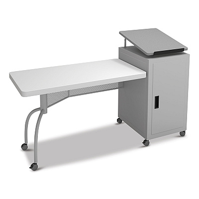 Oklahoma Sound Edupod Teacher's Desk and Lectern Combo, 24" x 68" x 45", Gray Hammer Tone (NPSEDPD)