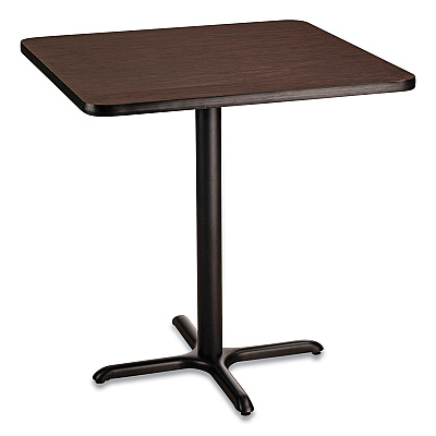 NPS Cafe Table, 36w x 36d x 36h, Square Top/X-Base, Mahogany Top, Black Base (NPSCT33636XC1MY)