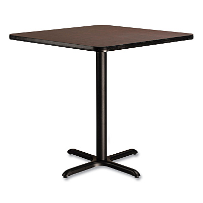 NPS Cafe Table, 36w x 36d x 36h, Square Top/X-Base, Mahogany Top, Black Base (NPSCT33636XC1MY)