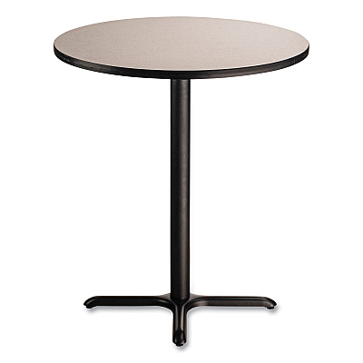 NPS Cafe Table, 36" Diameter x 42h, Round Top/X-Base, Gray Nebula Top, Black Base (NPSCT13636XB1GY)