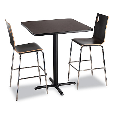 NPS Cafe Table, 36w x 36d x 42h, Square Top/X-Base, Mahogany Top, Black Base (NPSCT33636XB1MY)