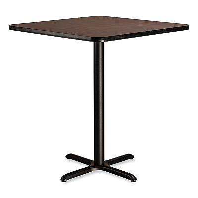 NPS Cafe Table, 36w x 36d x 42h, Square Top/X-Base, Mahogany Top, Black Base (NPSCT33636XB1MY)