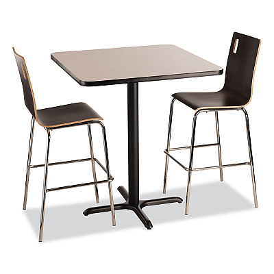 NPS Cafe Table, 36w x 36d x 42h, Square Top/X-Base, Gray Nebula Top, Black Base (NPSCT33636XB1GY)