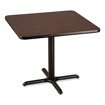 NPS Cafe Table, 36w x 36d x 30h, Square Top/X-Base, Mahogany Top, Black Base (NPSCT33636XD1MY)