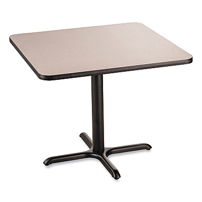 NPS Cafe Table, 36w x 36d x 30h, Square Top/X-Base, Gray Nebula Top, Black Base (NPSCT33636XD1GY)