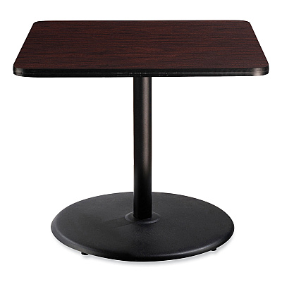NPS Cafe Table, 36w x 36d x 30h, Square Top/Round Base, Mahogany Top, Black Base (NPSCT33636RD1MY)
