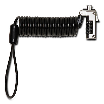 Kensington Slim Portable Combination Lock for Standard Slot, 6 ft Carbon Steel Cable, Black/Silver (K60625WW)
