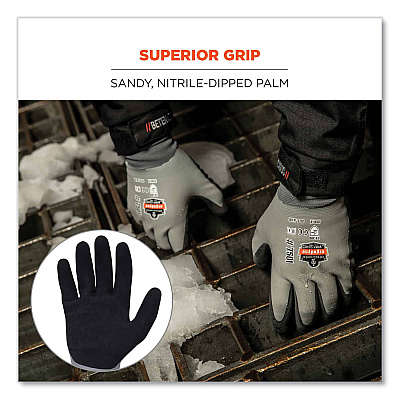 ergodyne ProFlex 7501 Coated Waterproof Winter Gloves, Gray, Small, Pair (EGO17632)