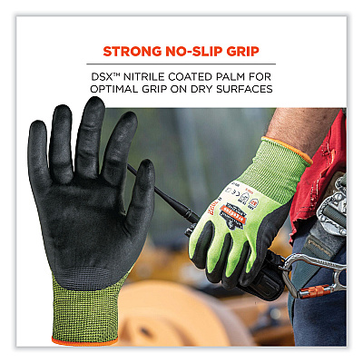 ergodyne ProFlex 7022-CASE ANSI A2 Coated CR Gloves DSX, Lime, Medium, 144 Pairs/Carton (EGO17873)