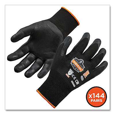 ergodyne ProFlex 7001-CASE Nitrile Coated Gloves, Black, 2X-Large, 144 Pairs/Carton (EGO17856)