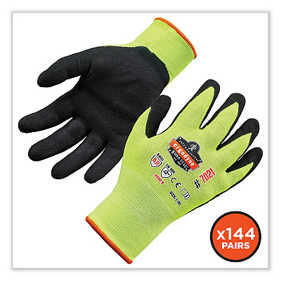 ergodyne ProFlex 7021-CASE Hi-Vis Nitrile Coated CR Gloves, Lime, Small, 144 Pairs/Carton (EGO17862)