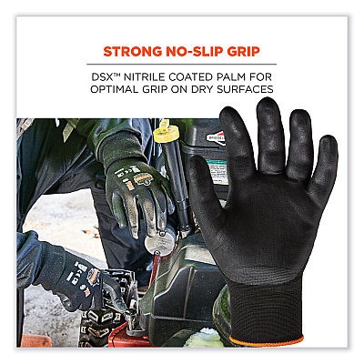 ergodyne ProFlex 7001 Nitrile-Coated Gloves, Black, 2X-Large, Pair (EGO17956)