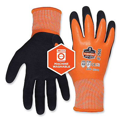 ergodyne ProFlex 7551-CASE ANSI A5 Coated Waterproof CR Gloves, Orange, Medium, 144 Pairs/Carton (EGO17993)