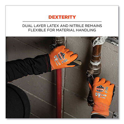 ergodyne ProFlex 7551-CASE ANSI A5 Coated Waterproof CR Gloves, Orange, Medium, 144 Pairs/Carton (EGO17993)