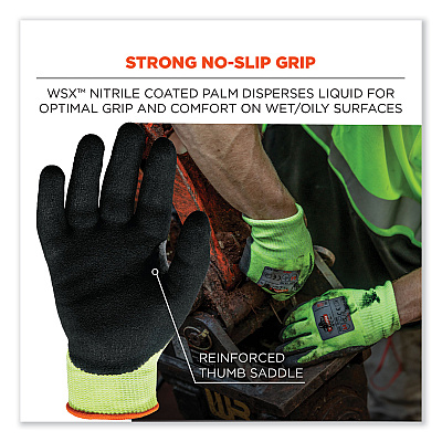 ergodyne ProFlex 7041-CASE ANSI A4 Nitrile Coated CR Gloves, Lime, Medium, 144 Pairs/Carton (EGO17823)