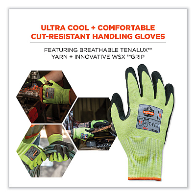 ergodyne ProFlex 7041 ANSI A4 Nitrile-Coated CR Gloves, Lime, 2X-Large, Pair (EGO17816)