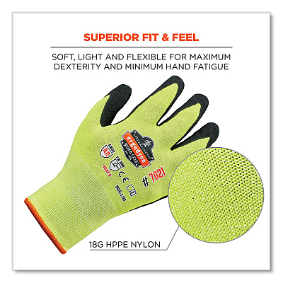 ergodyne ProFlex 7021 Hi-Vis Nitrile-Coated CR Gloves, Lime, Medium Pair (EGO17963)