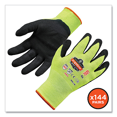 ergodyne ProFlex 7021-CASE Hi-Vis Nitrile Coated CR Gloves, Lime, X-Large, 144 Pairs/Carton (EGO17865)