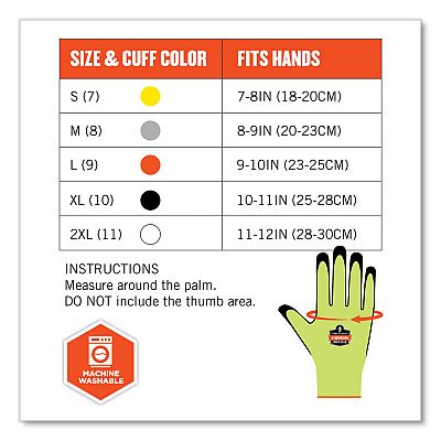 ergodyne ProFlex 7021 Hi-Vis Nitrile-Coated CR Gloves, Lime, 2X-Large, Pair (EGO17966)