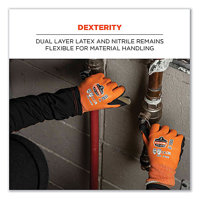 ergodyne ProFlex 7551 ANSI A5 Coated Waterproof CR Gloves, Orange, 2X-Large, Pair (EGO17676)