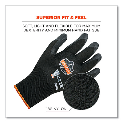ergodyne ProFlex 7001-CASE Nitrile Coated Gloves, Black, 2X-Large, 144 Pairs/Carton (EGO17856)