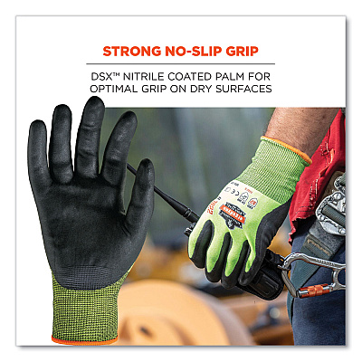 ergodyne ProFlex 7022 ANSI A2 Coated CR Gloves DSX, Lime, Large, Pair (EGO17974)